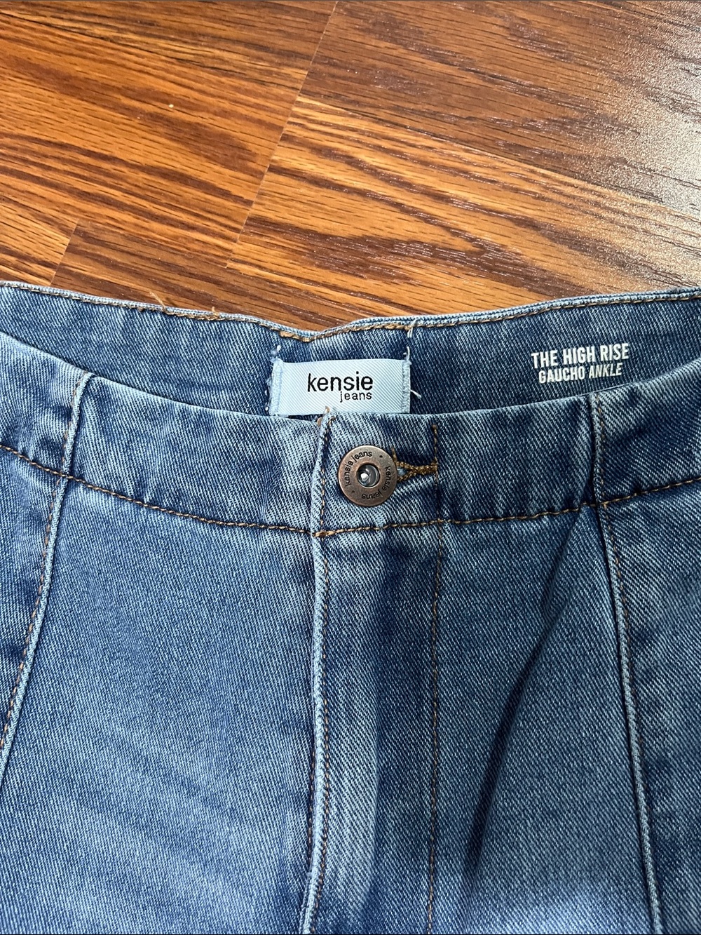 Kensie Wide-Leg Paneled Blue Denim Jeans size 6 - Picture 2 of 8